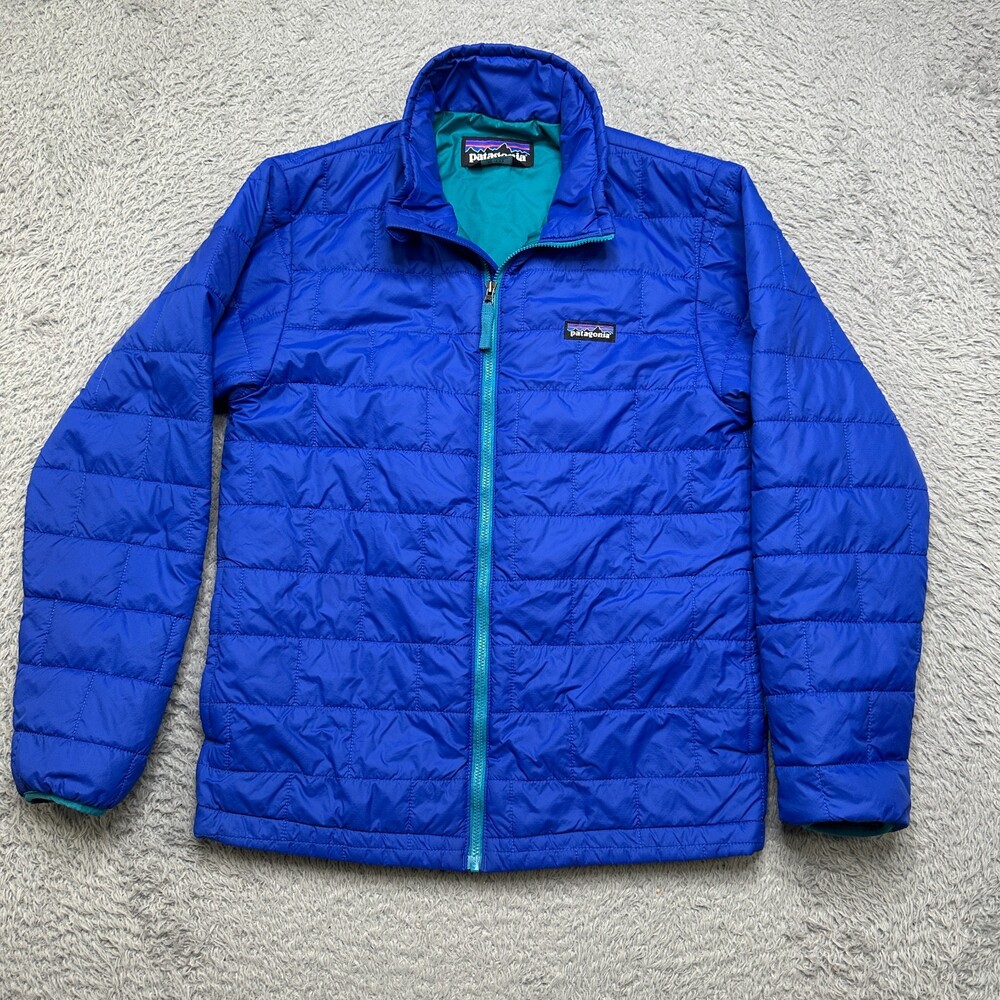 Patagonia Nano Puff Jacket Kids XL (14) Blue Full Zip Excellent